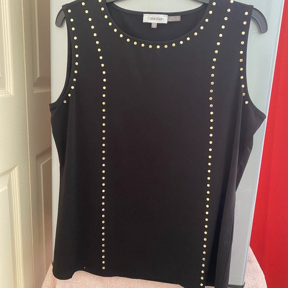 Calvin Klein Black Studded Women's Top Size L
